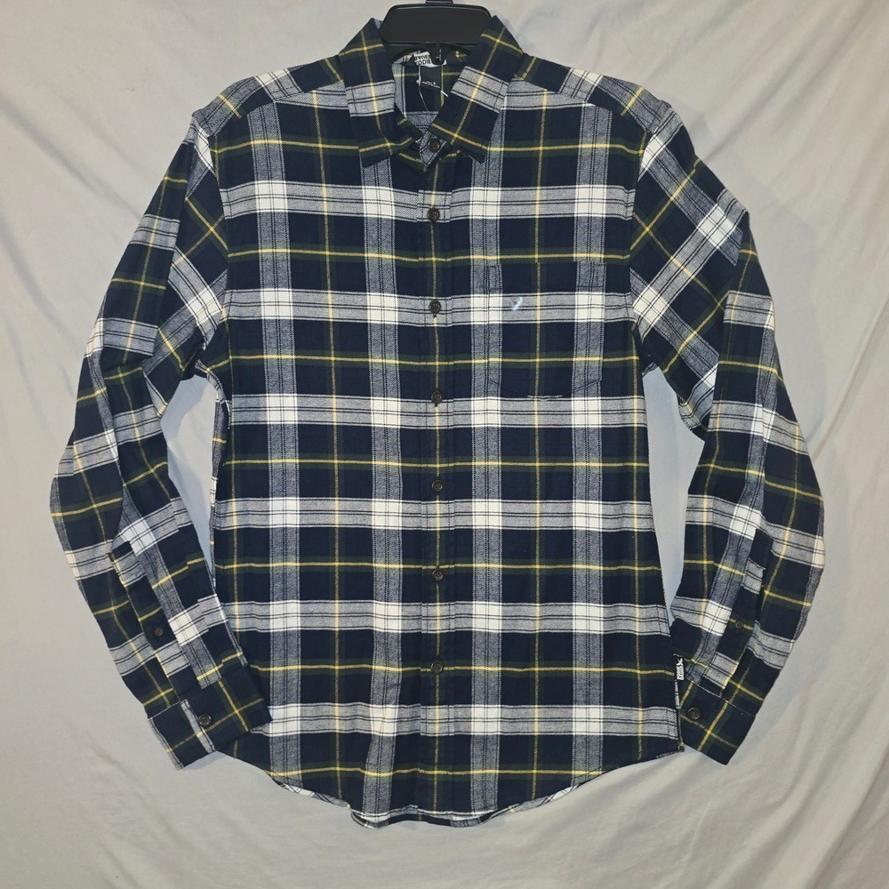 Eddie Bauer Mr Field Flannel Flex Shirt Size S Mens Navy Plaid 0917